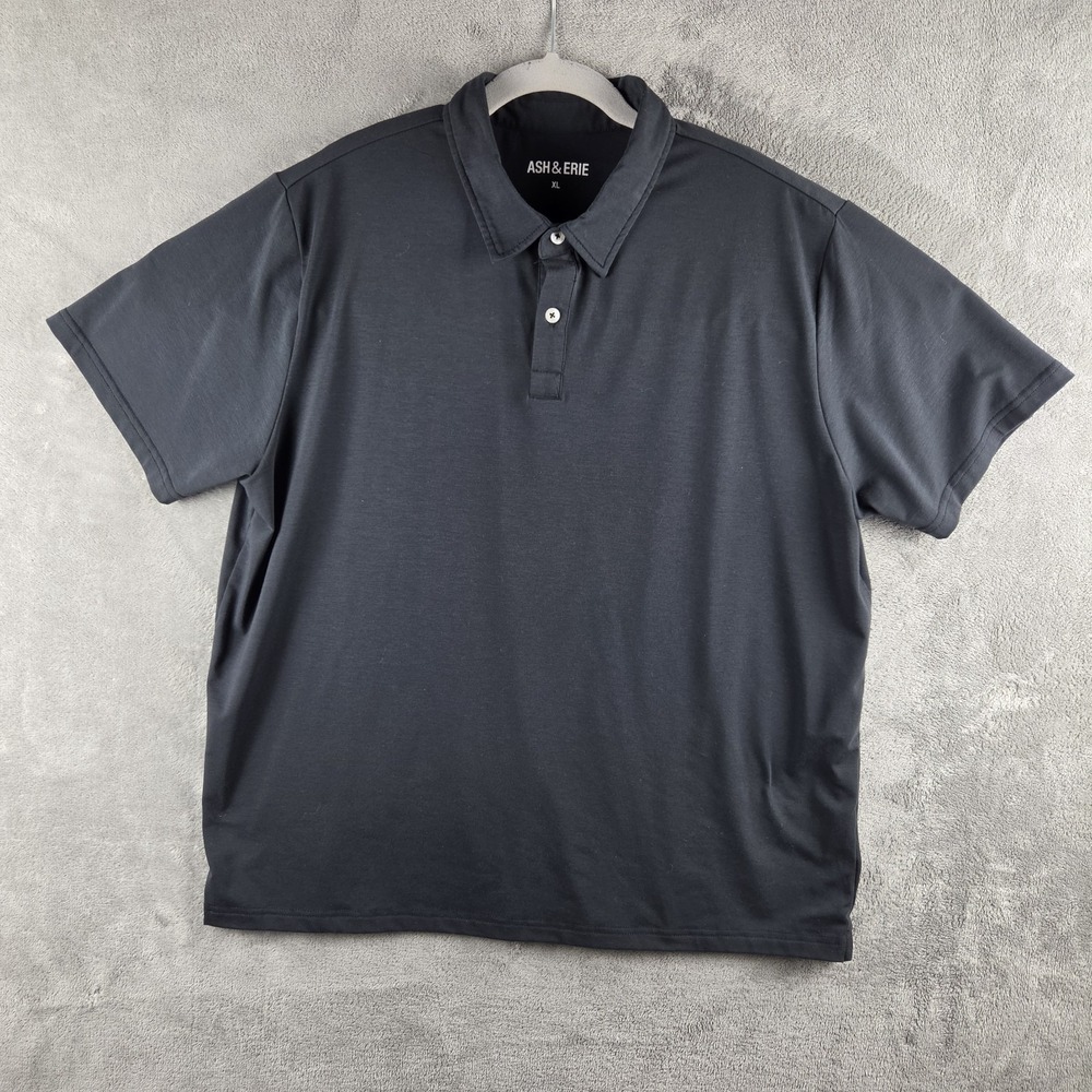 Ash & Erie Polo Black Shirt Mens XL Performance Stretch Casual EUC Preppy